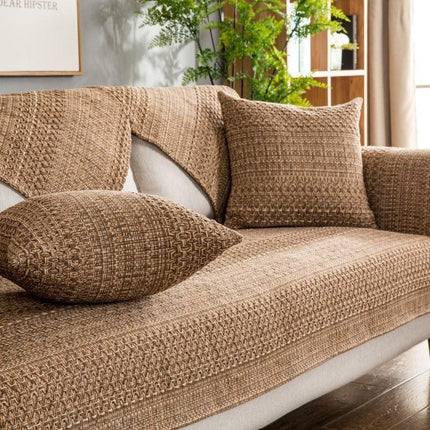 Stylish 3D Cotton Sofa Slipcover Set with Matching Pillowcase and Armrest Towel - Très Elite