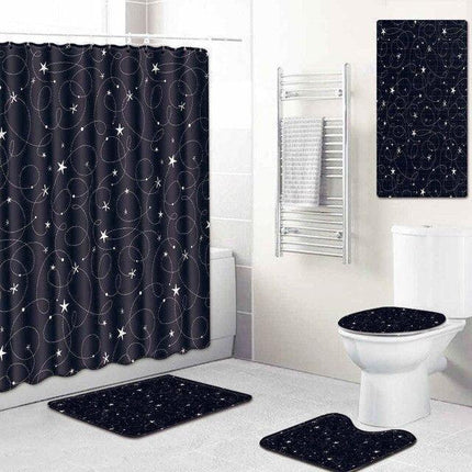 Stylish 5-Piece Bathroom Set with Unique Printed Shower Curtain