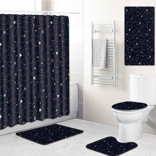 Stylish 5-Piece Bathroom Set with Unique Printed Shower Curtain