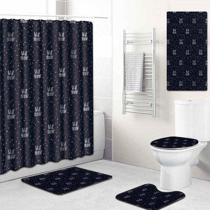 Stylish 5-Piece Bathroom Set with Unique Printed Shower Curtain