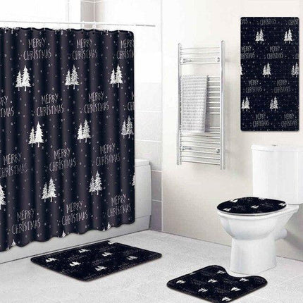 Stylish 5-Piece Bathroom Set with Unique Printed Shower Curtain