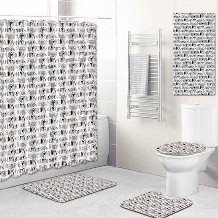 Stylish 5-Piece Bathroom Set with Unique Printed Shower Curtain