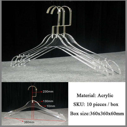 Stylish Acrylic Hanger Set with Attached Hanging Bar for Closet Organization- Très Elite- Très Elite