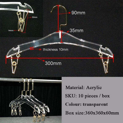 Stylish Acrylic Hanger Set with Attached Hanging Bar for Closet Organization- Très Elite- Très Elite