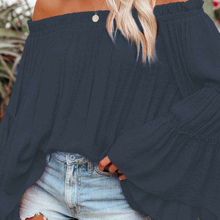 Stylish Asymmetrical Top with Trendy Flare Sleeves