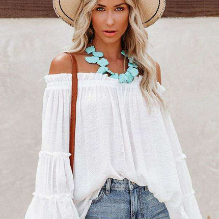 Stylish Asymmetrical Top with Trendy Flare Sleeves