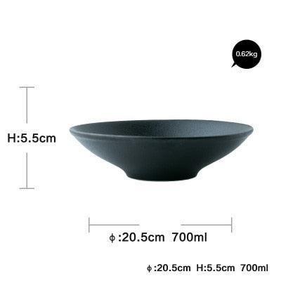 Stylish Black Ceramic Salad Serving Bowl - Perfect for Fresh Greens