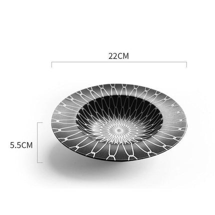 Stylish Black Geometric Dinner Plates - Luxe Dining Essentials for Exquisite Meals..