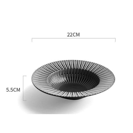 Stylish Black Geometric Dinner Plates - Luxe Dining Essentials for Exquisite Meals..