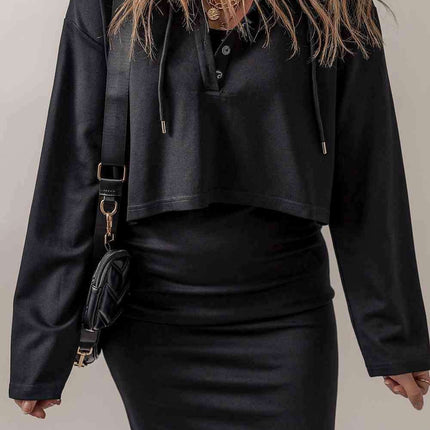 Stylish Button-Up Hoodie and Dress Set for Effortless Comfort