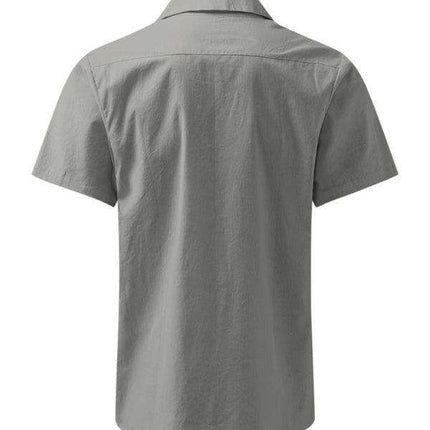 Stylish Comfort: Men's Breathable Linen Lapel Shirt with Unique Self-Design