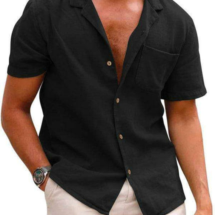 Stylish Comfort: Men's Breathable Linen Lapel Shirt with Unique Self-Design