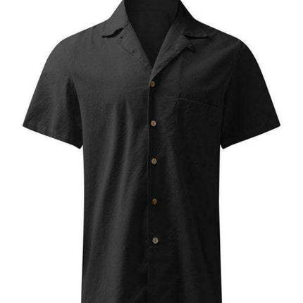 Stylish Comfort: Men's Breathable Linen Lapel Shirt with Unique Self-Design