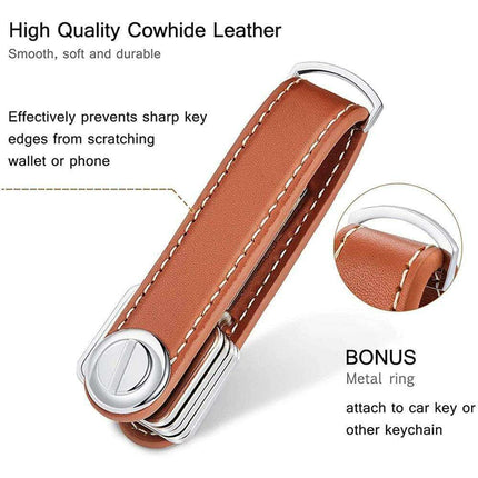 Stylish Cowhide Leather Key Holder with Secure Fastening for 4-16 Keys - Très Elite