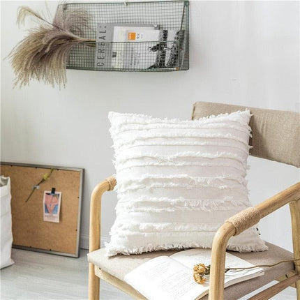 Stylish Embroidered Tassel Pillowcase - Luxurious 45x45cm Square Cushion Cover - Très Elite
