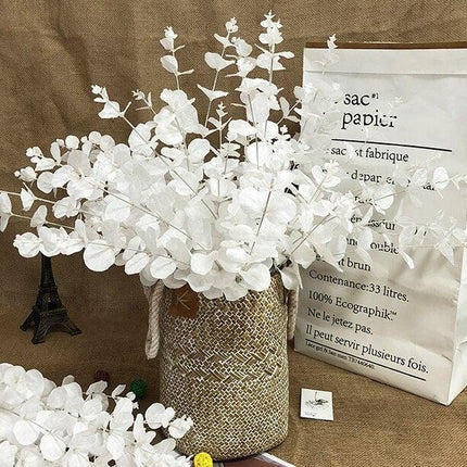 Stylish Eucalyptus Leaf Silk Floral Stems - Chic Black and White Home Accent..