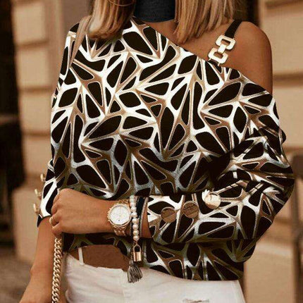 Stylish Geometric Chain Neck Blouse