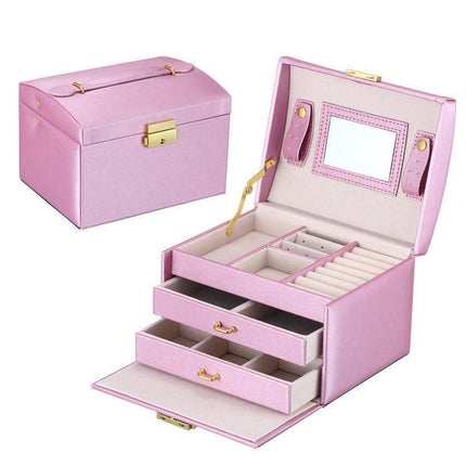 Stylish Girls' Travel Jewelry Organizer with Expandable Compartments and Mirror- Très Elite- Très Elite