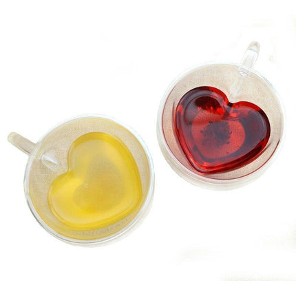 Stylish Heart-Shaped Double-Wall Glass Tea Cup Set for an Elevated Drinking Experience - Très Elite