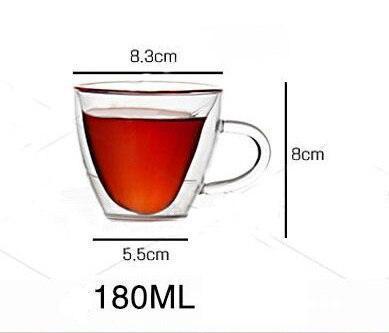 Stylish Heart-Shaped Double-Wall Glass Tea Cup Set for an Elevated Drinking Experience - Très Elite