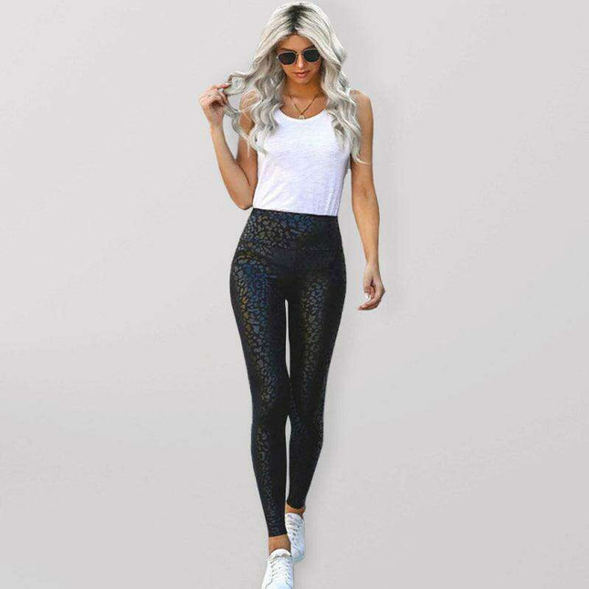 Stylish High-Waisted Leather-Look Capri Trousers by Jakoto Fashion