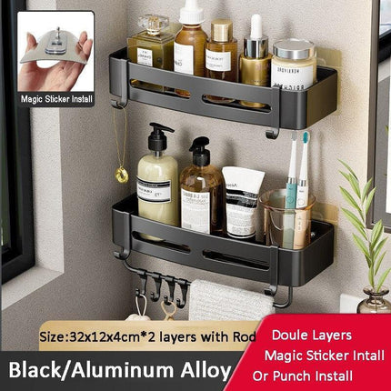 Stylish No-Drill Aluminum Corner Shelf for Easy Installation - Très Elite