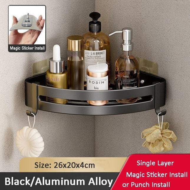 Stylish No-Drill Aluminum Corner Shelf for Easy Installation