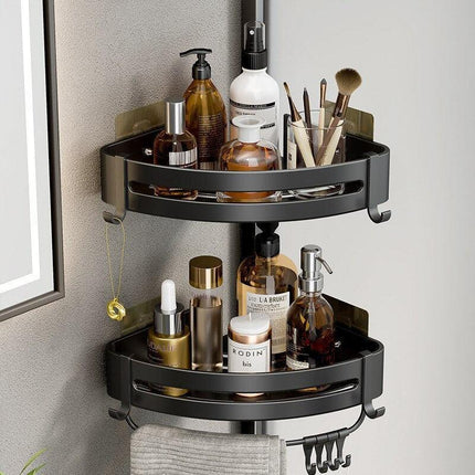 Stylish No-Drill Aluminum Corner Shelf for Easy Installation - Très Elite