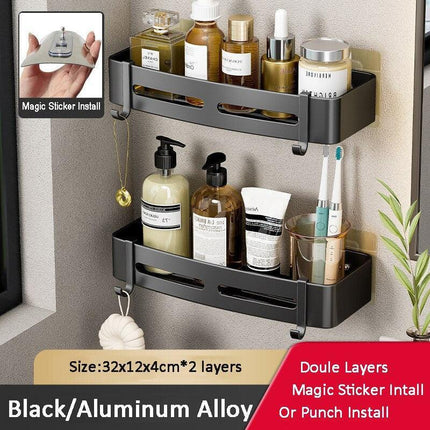Stylish No-Drill Aluminum Corner Shelf for Easy Installation - Très Elite