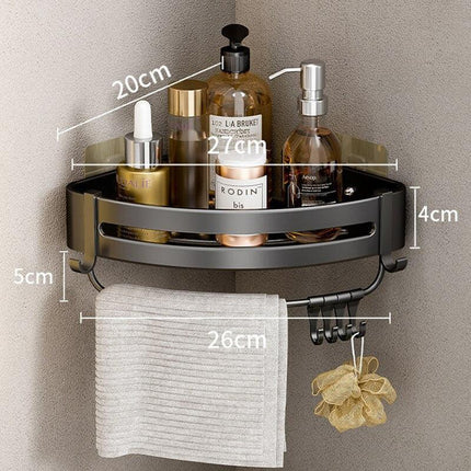 Stylish No-Drill Aluminum Corner Shelf for Easy Installation - Très Elite