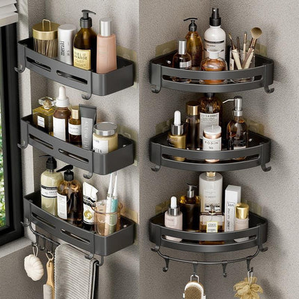 Stylish No-Drill Aluminum Corner Shelf for Easy Installation - Très Elite