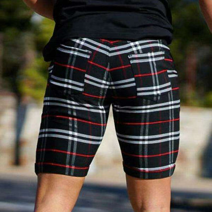 Stylish Plus Size Plaid Skinny Shorts for Men: Comfort Meets Trend - Très Elite