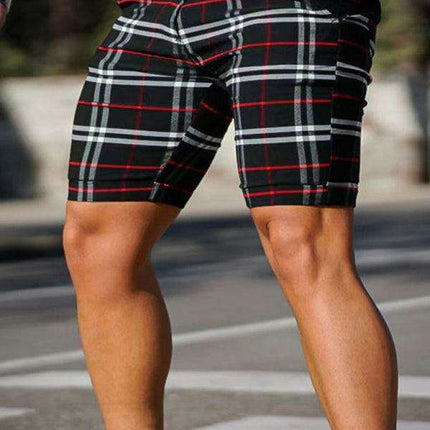 Stylish Plus Size Plaid Skinny Shorts for Men: Comfort Meets Trend - Très Elite