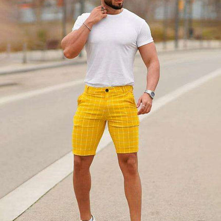 Stylish Plus Size Plaid Skinny Shorts for Men: Comfort Meets Trend - Très Elite