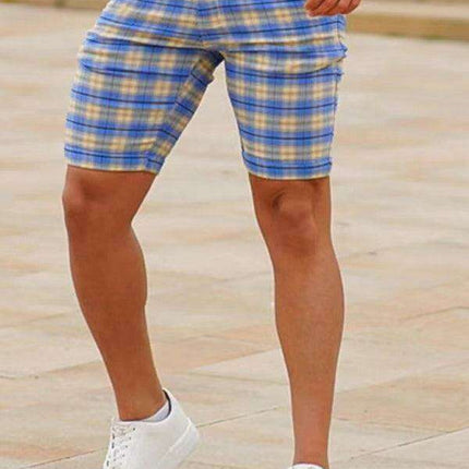 Stylish Plus Size Plaid Skinny Shorts for Men: Comfort Meets Trend - Très Elite