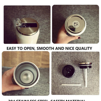Stylish Stainless Steel Insulated Water Bottle with Colorful Straw - 350ml & 500ml Options - Très Elite