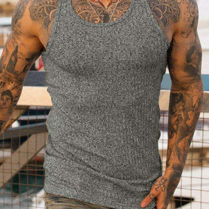 Stylish Vertical Stripes Men's Fitness Racerback Tank Top for Active Lifestyles