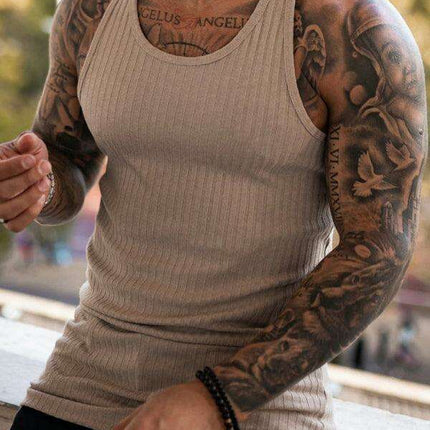 Stylish Vertical Stripes Men's Fitness Racerback Tank Top for Active Lifestyles