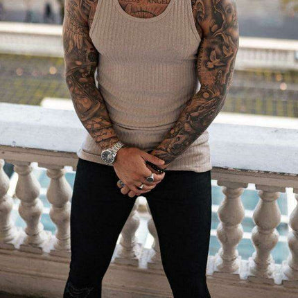 Stylish Vertical Stripes Men's Fitness Racerback Tank Top for Active Lifestyles