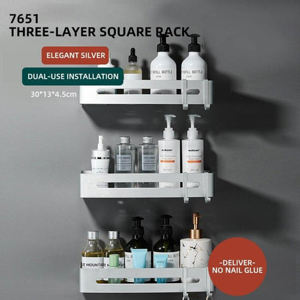 Stylish Wall-Mounted Bathroom Organizer in Premium Space Aluminum: A Luxurious Storage Solution..