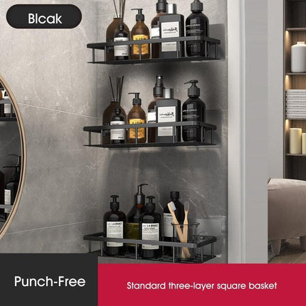 Stylish Wall-Mounted Space Aluminum Shower Organizer: Premium Bathroom Caddy..