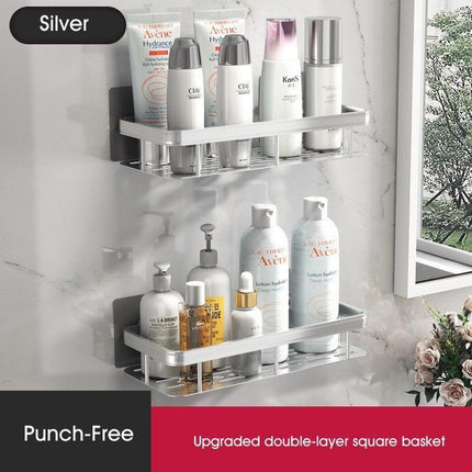 Stylish Wall-Mounted Space Aluminum Shower Organizer: Premium Bathroom Caddy..