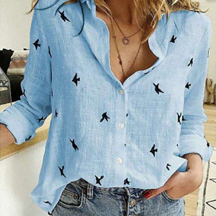 Stylish Women's Linen Long Sleeve Blouse - Effortlessly Chic Top