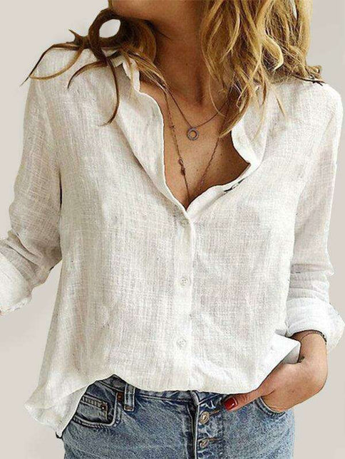 Stylish Women's Linen Long Sleeve Blouse - Effortlessly Chic Top
