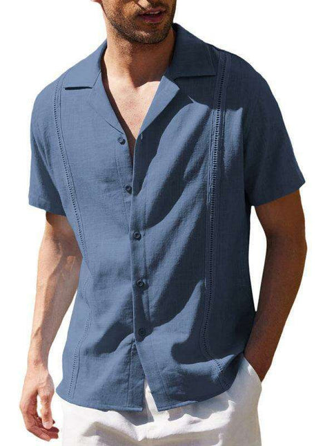 Summer Breeze Men's Striped Cotton-Linen Casual Button-Up Shirt for Effortless Style