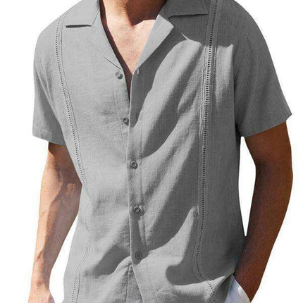 Summer Breeze Men's Striped Cotton-Linen Casual Button-Up Shirt for Effortless Style
