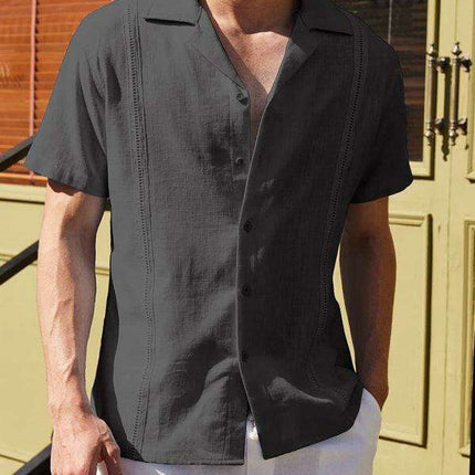 Summer Breeze Men's Striped Cotton-Linen Casual Button-Up Shirt for Effortless Style