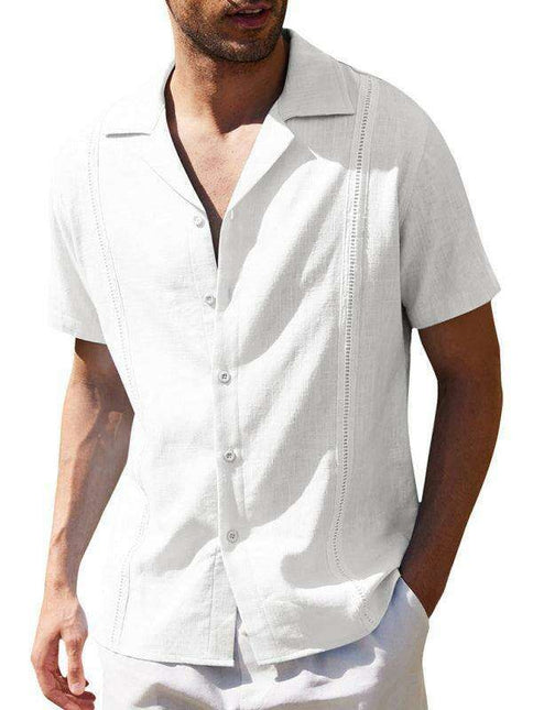 Summer Breeze Men's Striped Cotton-Linen Casual Button-Up Shirt for Effortless Style