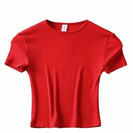 Summer Chic O-Neck Crop Top Tee for Trendy Style