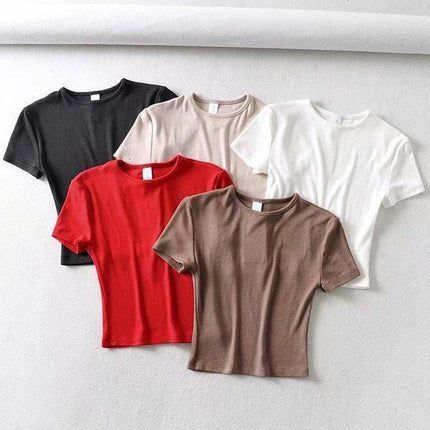 Summer Chic O-Neck Crop Top Tee for Trendy Style